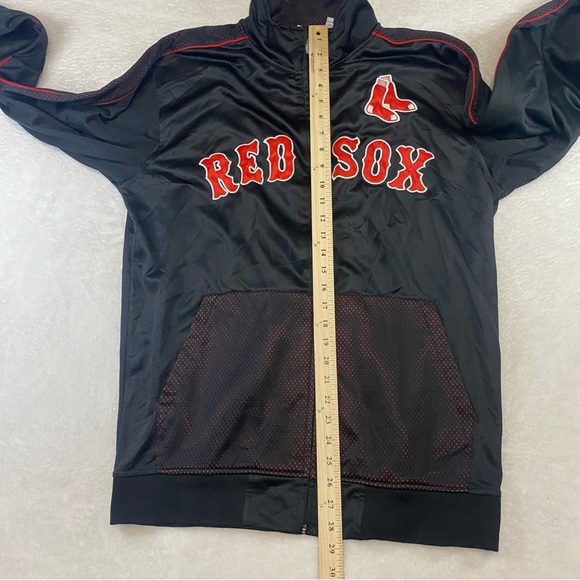 Majestic Boston Red Sox Full Zip Jacket Black Red Mesh Embroidered Men Med Tall - Picture 8 of 9